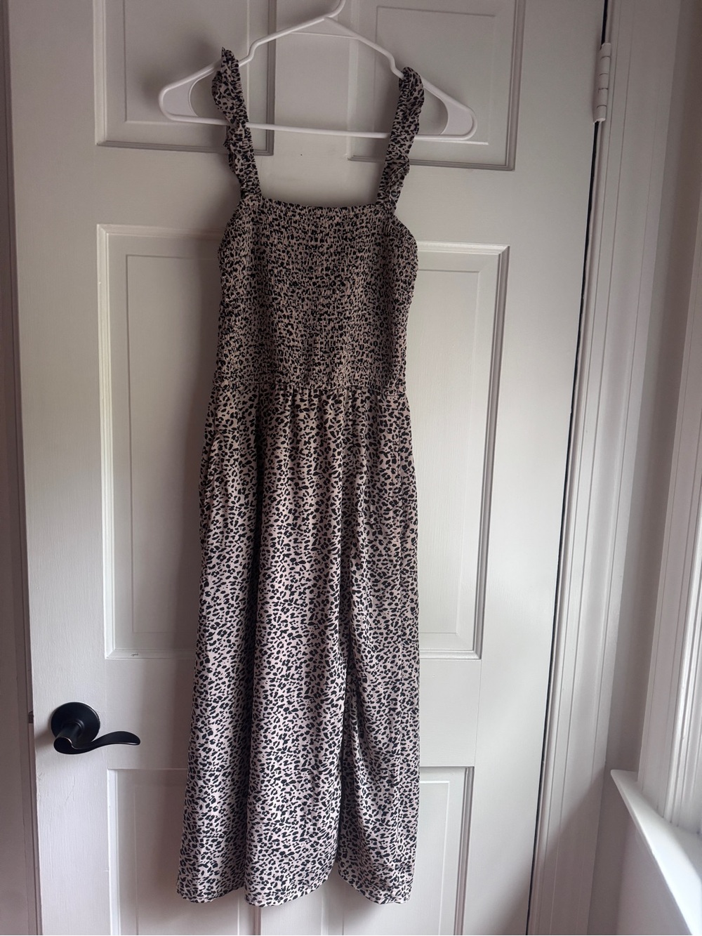 Abercrombie & Fitch Leopard Print Smocked Midi Dress with Pockets Size Small